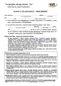 Upisnica Izjava O Uclanjivanju Turopoljska Udruga Skauta Tur